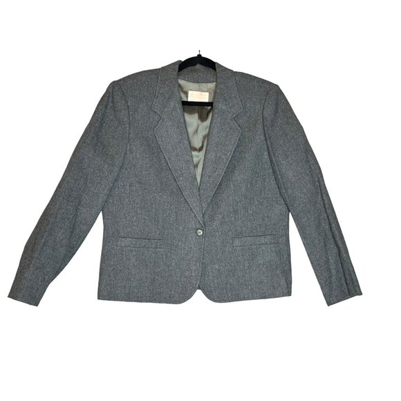 Vintage Pendleton Womens Blazer Gray 100% Wool Jacket Large - Picture 1 of 8